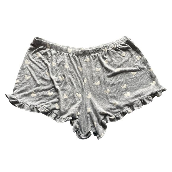 Honeydew sleep shorts Large ruffle hem grey with heart print - Picture 4 of 6